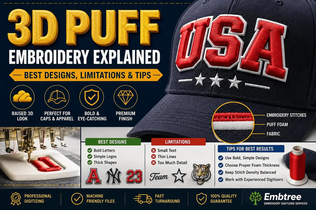 3D Puff Embroidery Explained: Best Designs, Limitations & Tips