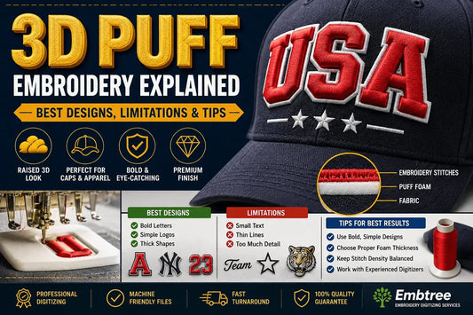 3D Puff Embroidery Explained: Best Designs, Limitations & Tips